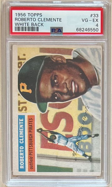 1956 Topps #33 Roberto Clemente PSA 4 white back