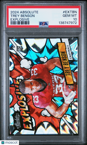 2024 Panini Absolute Explosive Trey Benson #EXTBN Rookie PSA 10