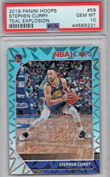 New listing
		2019 Panini Hoops 59 Stephen Curry Teal Explosion PSA 10 Warriors POP 1