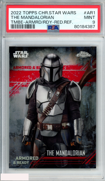2022 TOPPS CHROME STAR WARS TMBE ARMORED READY MANDALORIAN #AR1 RED 5 OF 5 PSA 9