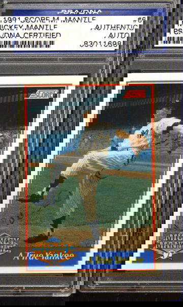 1991 Score Mickey Mantle Glossy #6 Mickey Mantle Auto 1799/5000 PSA Authentic