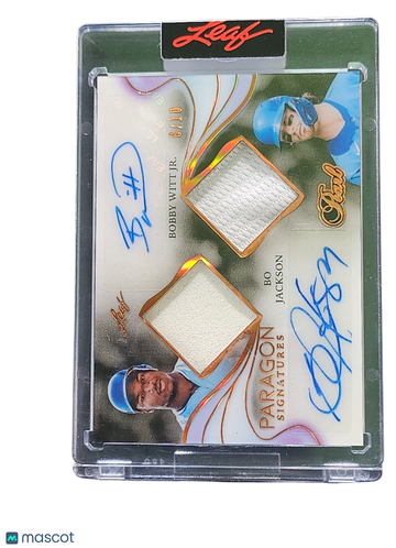 2025 Leaf Pearl Paragon Signatures Bo Jackson Bobby Witt Jr. #PS2-01 /10 Dual Autograph Dual Game-Used Memorabilia
