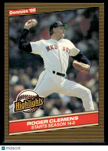 1986 Donruss Highlights Roger Clemens #17
