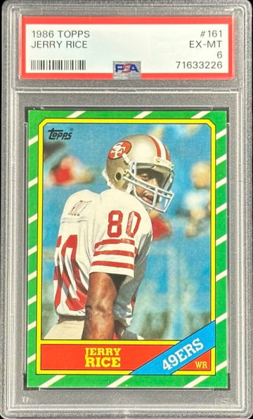 1986 TOPPS #161 JERRY RICE RC 49ERS HOF PSA 6