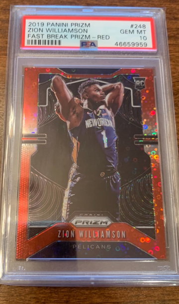 Zion Williamson 2019 Prizm Fast Break Red RC /125 PSA 10