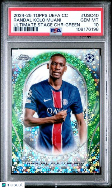 2024-25 Topps UEFA Club Competitions Ultimate Stage Chrome Randal Kolo Muani #USC40 Green /99 PSA 10