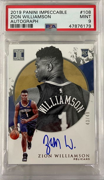 2019 Panini Impeccable Zion Williamson Autograph PSA 9 POP 1
