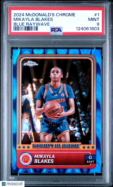 2024 Topps Chrome Mcdonald's All American Mikayla Blakes #1 Blue Raywave PSA 9