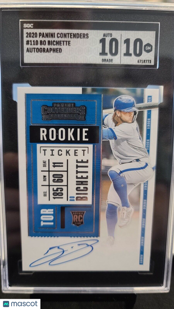 2020 Panini Contenders Bo Bichette #110 Rookie Ticket Rookie SGC 10 Panini Authentic Auto 10