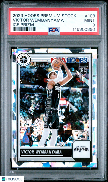 2023 Panini Hoops Premium Stock Victor Wembanyama #108 Ice Prizm PSA 9