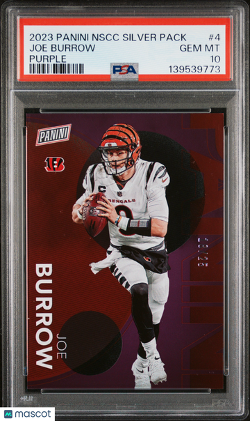 2023 Panini NSCC Silver Pack Joe Burrow #4 Purple Foil /25 Parallel/Variety Insert PSA 10