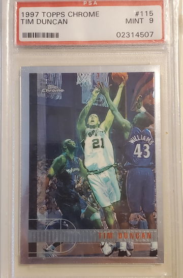 Tim Duncan 1997 Topps Chrome PSA 9