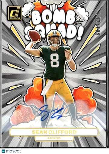 Sean Clifford 2023 Donruss Bomb Squad Auto /199 Green Bay Packers