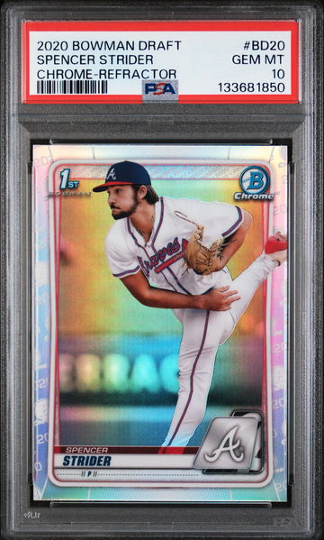 2020 Bowman Draft Chrome Refractor Spencer Strider #BD20 PSA 10