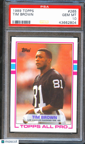 1989 Topps Tim Brown #265 PSA 10