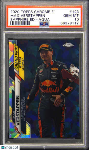 2020 Topps Chrome F1 Sapphire Edition #143 Max Verstappen Aqua 81/99 PSA 10