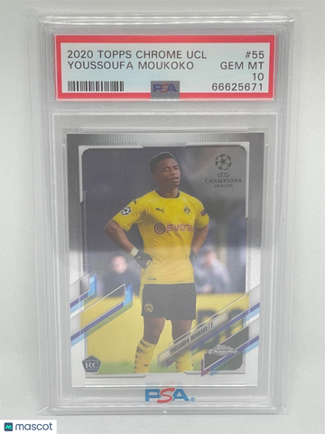 2020 Topps Chrome UEFA Champions League Youssoufa Moukoko #55 PSA 10