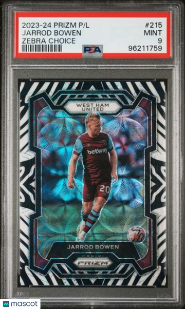 2023-24 Panini Prizm Premier League Jarrod Bowen #215 Zebra Choice PSA 9