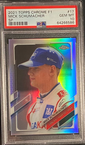 2021 Topps Chrome F1 Mick Schumacher IV Rookie RC Image Variation SP Refractor Formula PSA 10