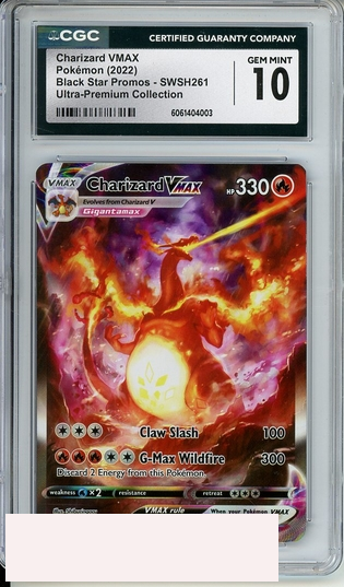 2022 POKEMAN SWSH CHARIZARD #261 VMAX BLK STAR PROMO ULTRA COLL CGC 10