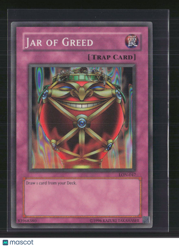 2002 Yu-Gi-Oh! Labyrinth of Nightmare Jar of Greed Super Rare Trap Card