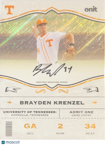 2026 ONIT Signature Series Brayden Krenzel #GA-2S Gold Sparkle /10