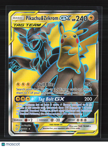 2019 Team Up Pikachu & Zekrom GX Holo Rare TAG TEAM #162/181