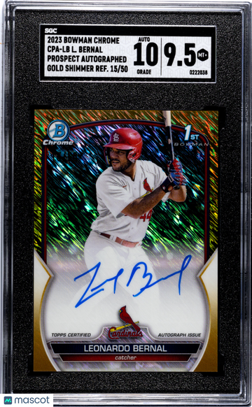 2023 Bowman Chrome Leonardo Bernal #CPA-LB Pros. Autograph Gold Shim. Refractor SGC 9.5 Auto 10