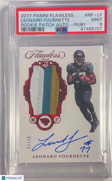 2017 Panini Flawless Rookie Patch Autograph Leonard Fournette #RP-LF Autograph Ruby PSA 9