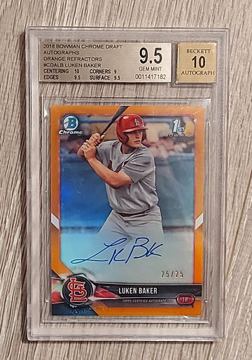 Luken Baker Orange Refractor Auto BGS 9.5