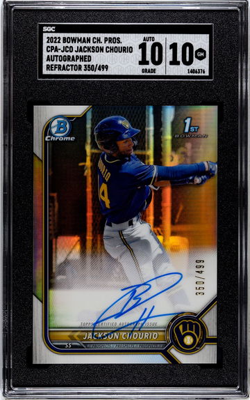 SGC 10 2022 Bowman Chrome Jackson Chourio Refractor Auto #'d /499