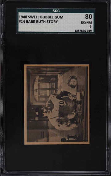 1948 Swell Bubble Gum Baseball Babe Ruth Story #14 SGC 6