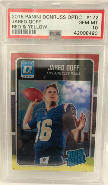 2016 Donruss Optic Red and Yellow Jared Goff PSA 10 RC