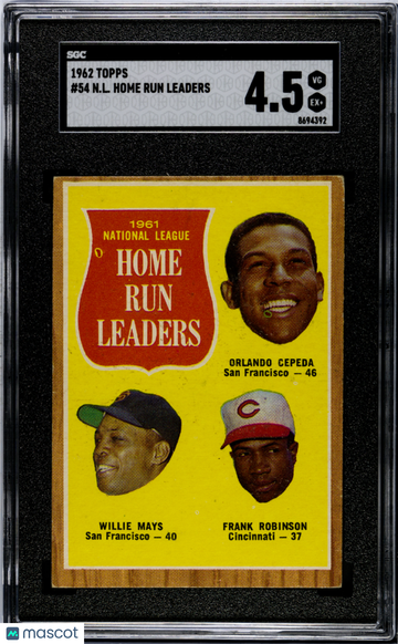 1962 Topps N. L. Home Run Leaders #54 SGC 4.5