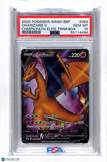 2020 Pokemon Swsh Black Star Promo Charizard V Chmpn.Path Elite Trnr.Box PSA 10 #050