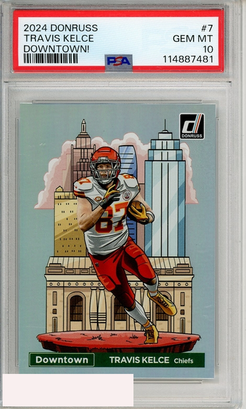 2024 PANINI DONRUSS DOWNTOWN! TRAVIS KELCE #7 PSA 10 GEM MT