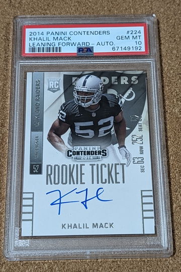 2014 Contenders 🏈 KHALIL MACK #224  Rookie Ticket Auto PSA 10 Raiders RC 🔥