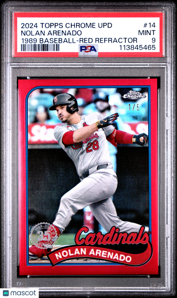 2024 Topps Chrome Update 1989 Topps Baseball Nolan Arenado #14 Red Refractor /5 PSA 9