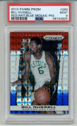 2013 PANINI PRIZM RED WHITE BLUE #260 BILL RUSSELL CARD CELTICS PSA 9 LOW POP