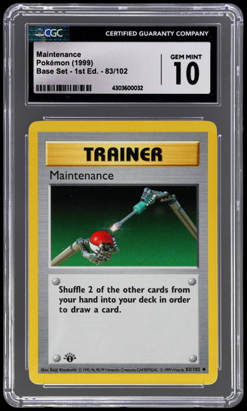 1999 Pokemon Game Maintenance 1st Edition CGC 10
