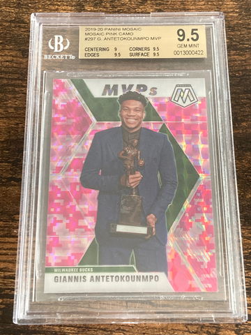 Giannis Antetokounmpo 2019-20 Mosaic Pink Camo #297 BGS 9.5