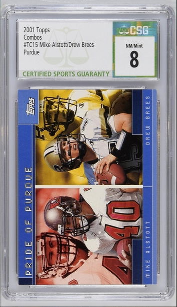 2001 Topps Combos #TC15 Mike Alstott/Drew Brees Rookie Card CSG 8 NM/Mint