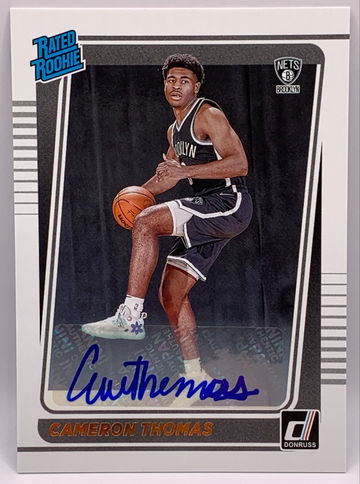 ​2021 Panini Donruss Basketball Cameron Thomas Rated Rookie Autograph NETS NBA