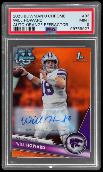 2023 Bowman Chrome University Will Howard Orange Refractor PSA 9