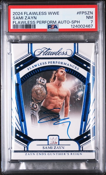 2024 Panini Flawless WWE Flawless Performances Autographs Sapphire Sami Zayn #FPSZN PSA 7