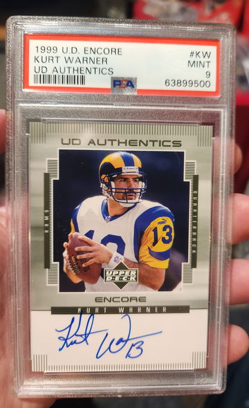 1999 upper deck encore kurt warner auto psa 9
