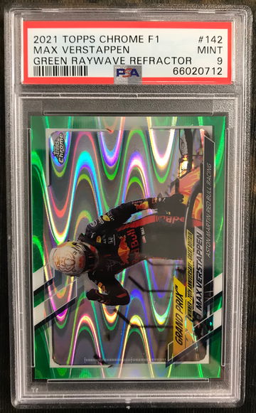 2021 Topps chrome f1 formula 1 max verstappen green raywave refractor /99 #142 psa 9
