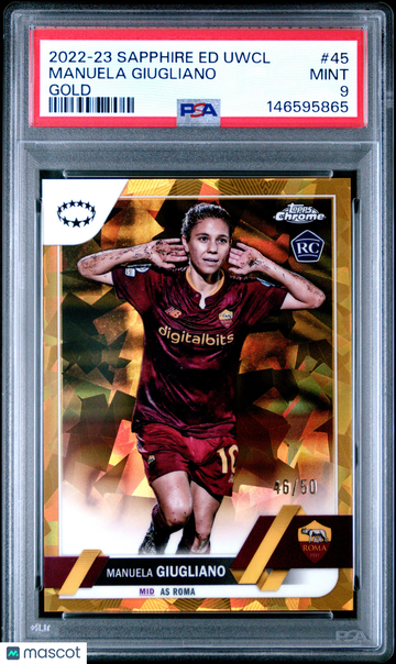 2022-23 Topps Chrome Sapphire Edition Manuela Giugliano #45 Gold /50 Rookie PSA 9