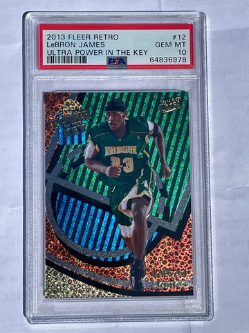 2013 Lebron James Fleer Retro Power in the Key PSA GEM MT 10