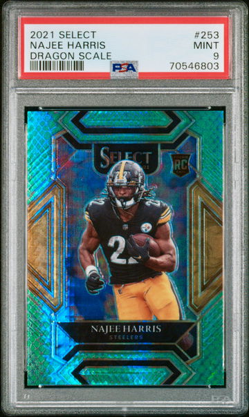 2021 Panini Select Najee Harris Club Rookie Dragon Scale Prizm /89 Steelers PSA 9 Mint SP